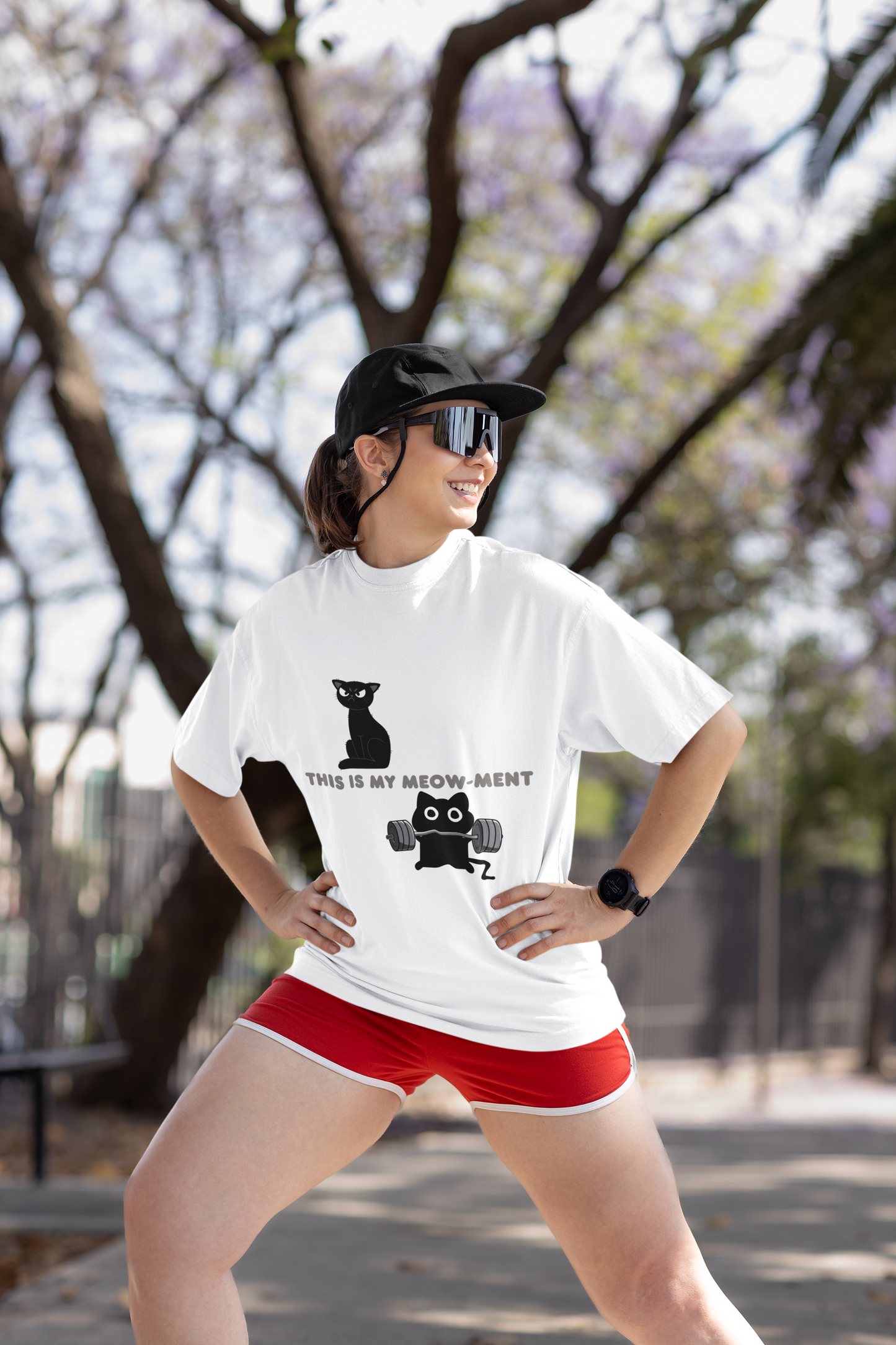Funny Cat Workout T-Shirt – This Is My Meow-ment Gym Tee, Cat Lover Fitness Shirt, Weightlifting Cat Graphic Tee, Gift for Gym Lovers