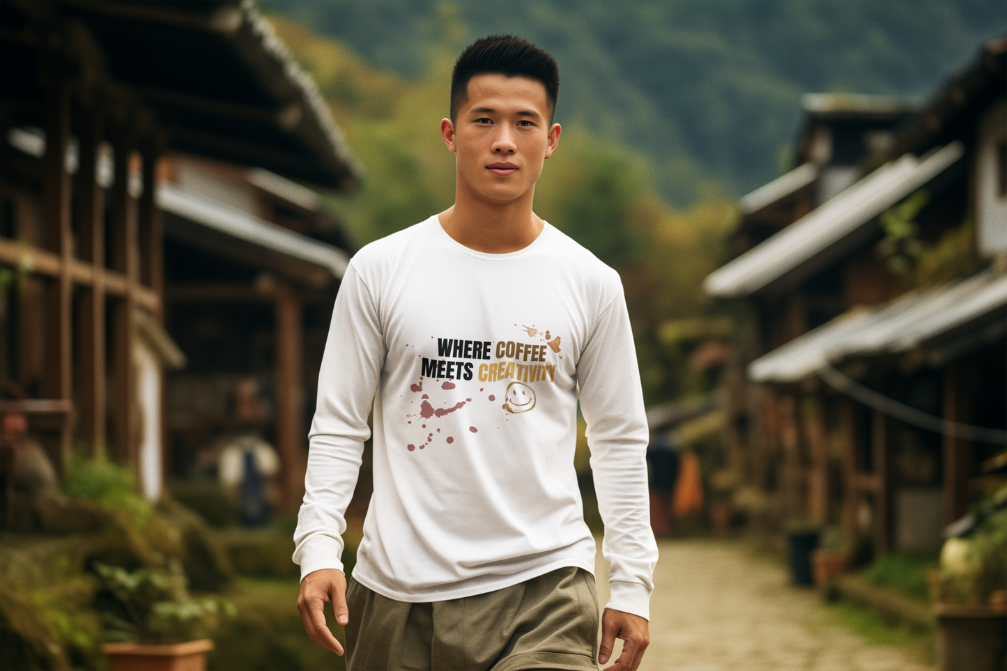 Coffee Meets Creativity Shirt | Coffee Lover Long Sleeve Graphic Tee | Barista Gift