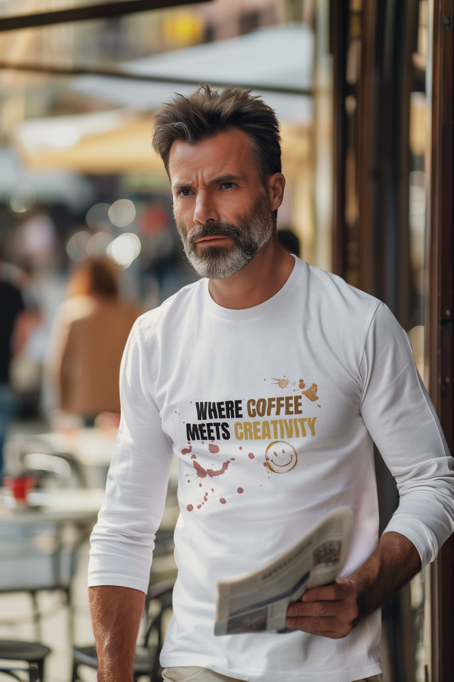 Coffee Meets Creativity Shirt | Coffee Lover Long Sleeve Graphic Tee | Barista Gift
