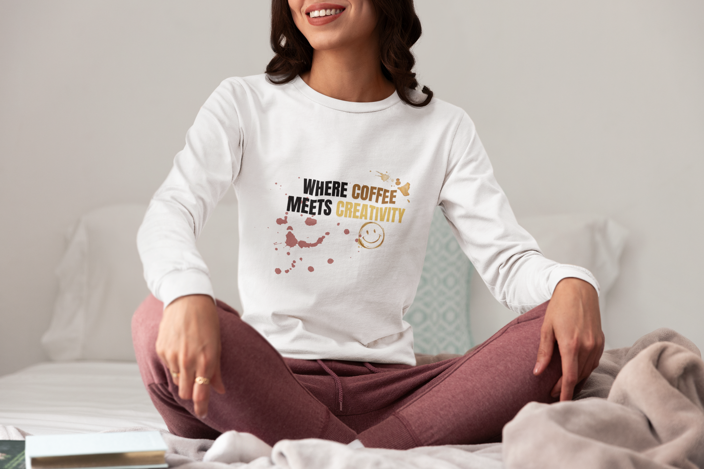 Coffee Meets Creativity Shirt | Coffee Lover Long Sleeve Graphic Tee | Barista Gift