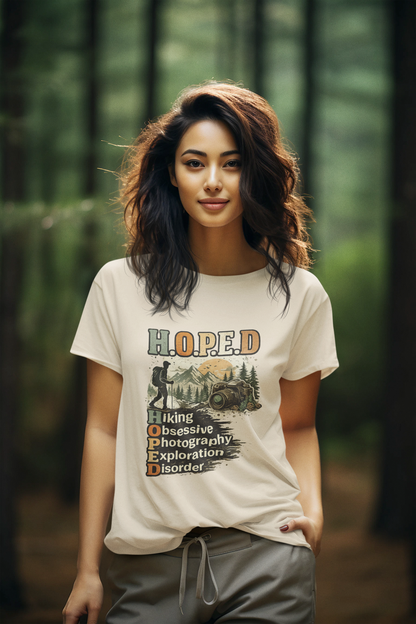 HOPED Hiking T‑Shirt — "Hiking Obsessive Photography Exploration Disorder" Outdoor Graphic Tee