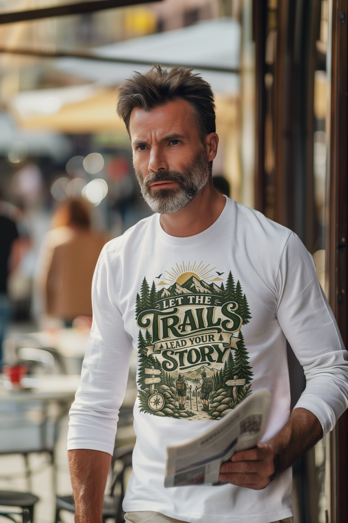 Let the Trails Lead Your Story Long Sleeve Shirt | Hiking Shirt for Nature Lovers | Outdoor Adventure Graphic Tee Gift