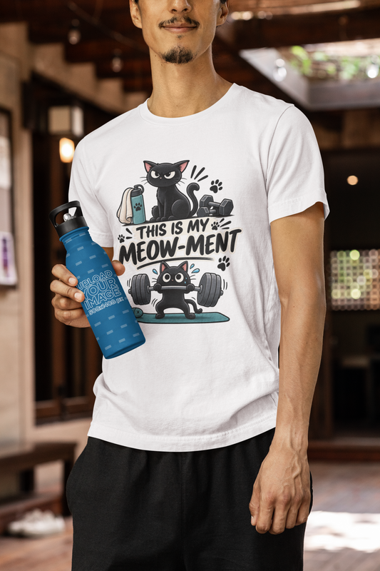 Funny Cat Workout T-Shirt – This Is My Meow-ment Gym Tee, Cat Lover Fitness Shirt, Weightlifting Cat Graphic Tee, Gift for Gym Lovers
