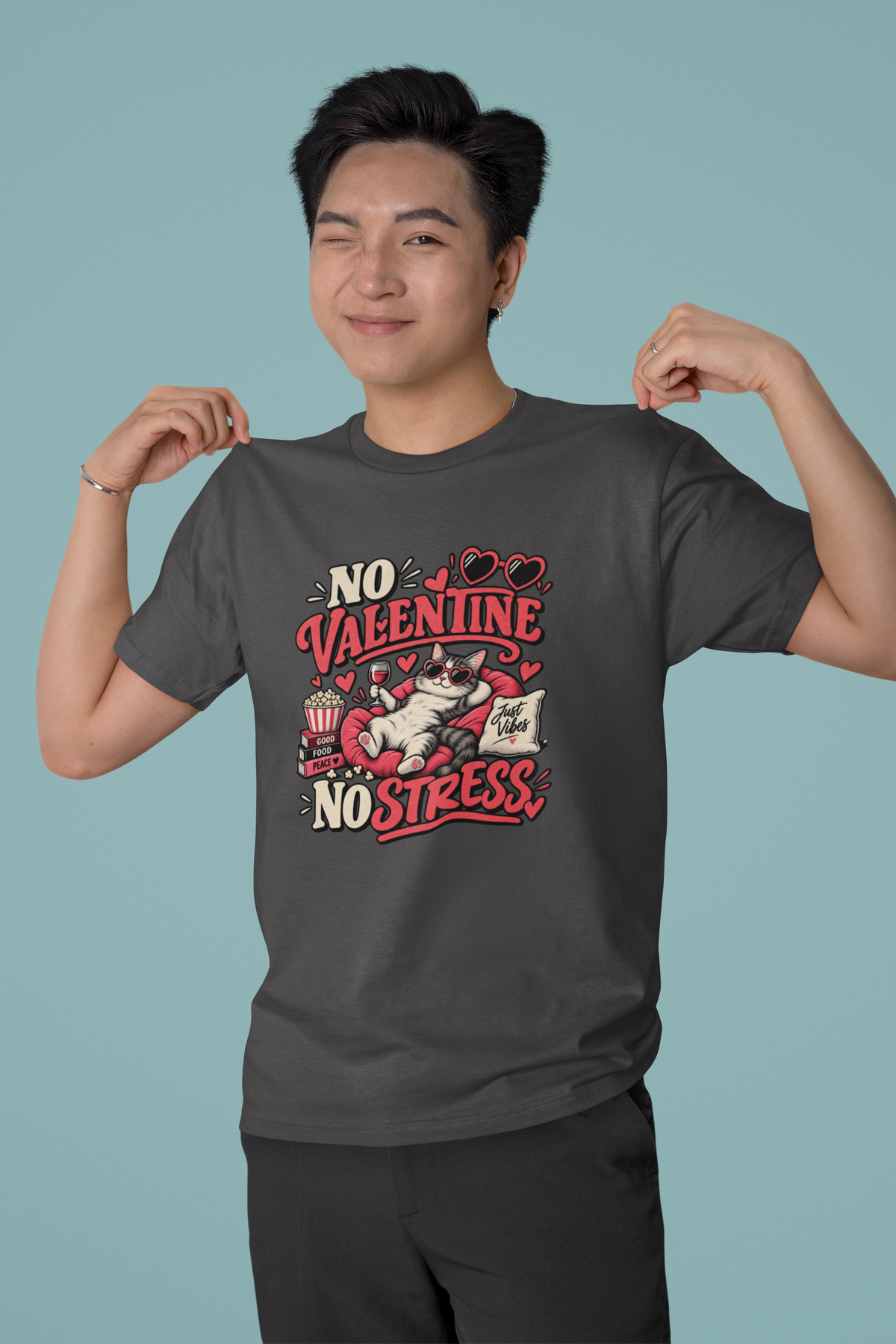 No Valentine No Stress T-Shirt | Valentine Anti-Romance Tee