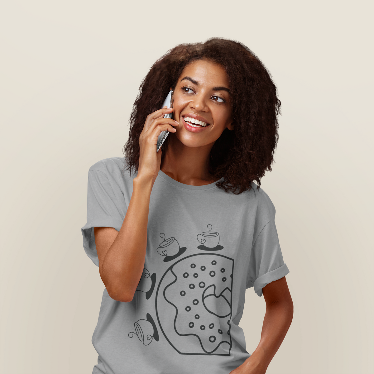 Coffee Lover Donut T-Shirt, Cute Coffee Graphic Tee, Minimalist Line Art Shirt, Café Foodie Gift, Unisex Graphic Tee