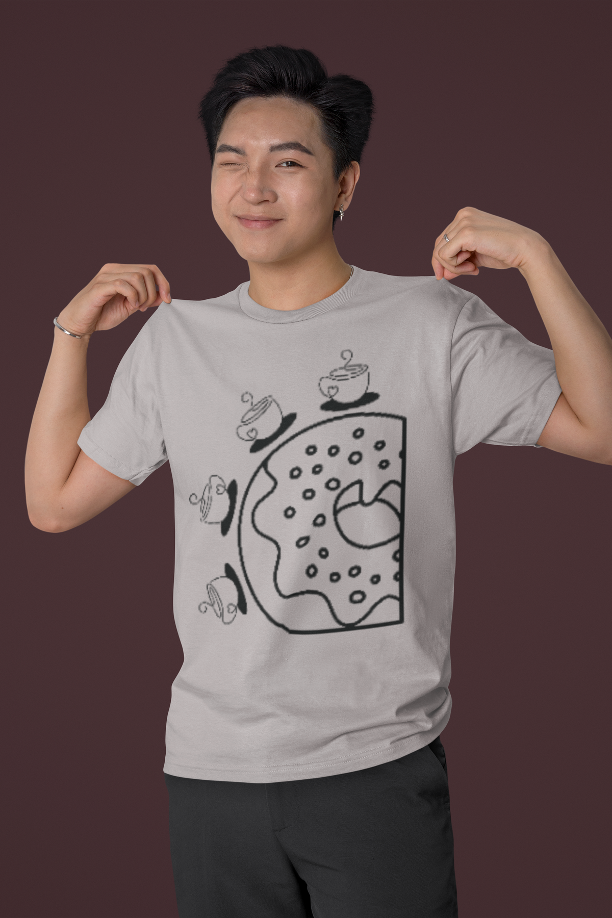 Coffee Lover Donut T-Shirt, Cute Coffee Graphic Tee, Minimalist Line Art Shirt, Café Foodie Gift, Unisex Graphic Tee