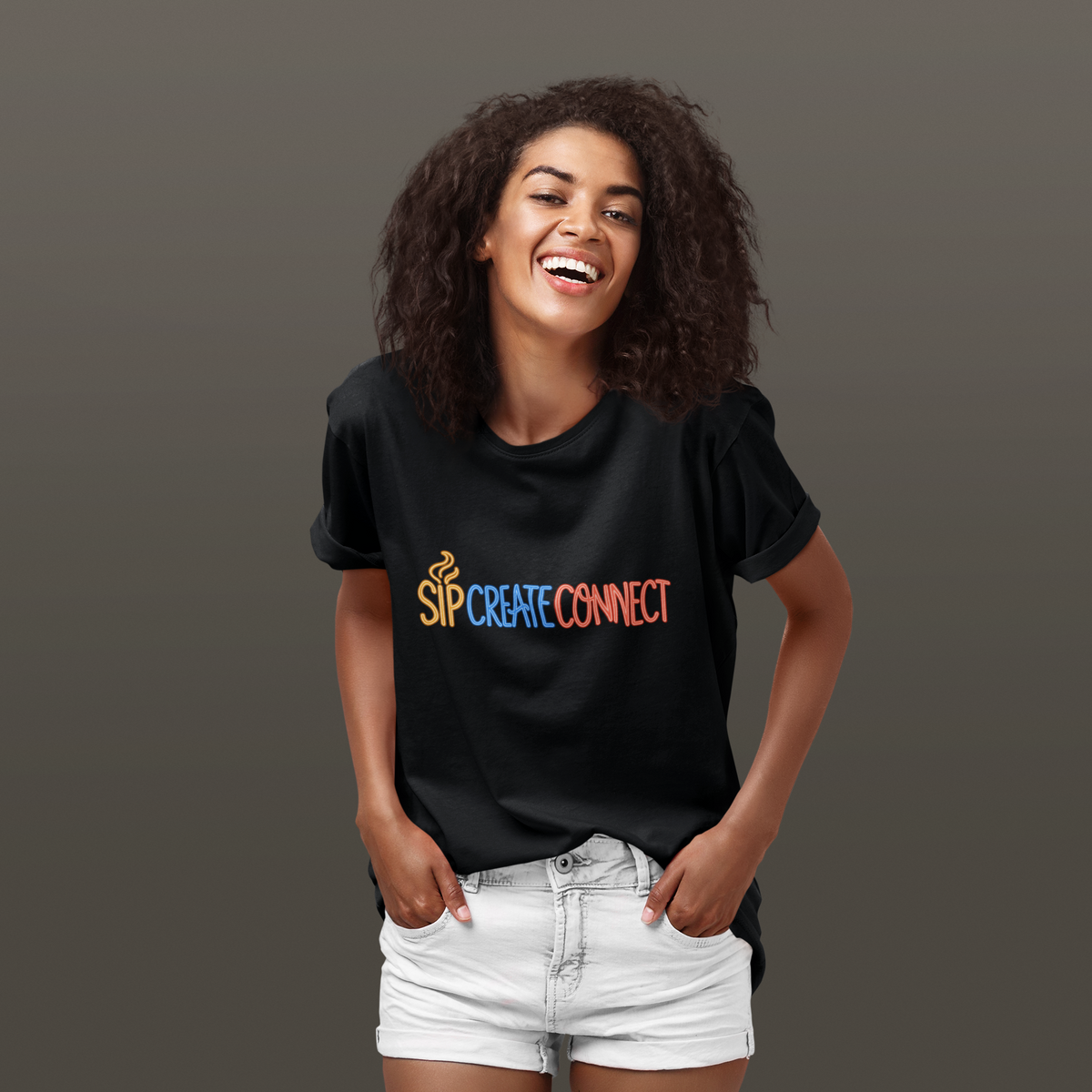 Sip Create Connect Shirt | Creative Community Tee | Maker & Artist Graphic T-Shirt