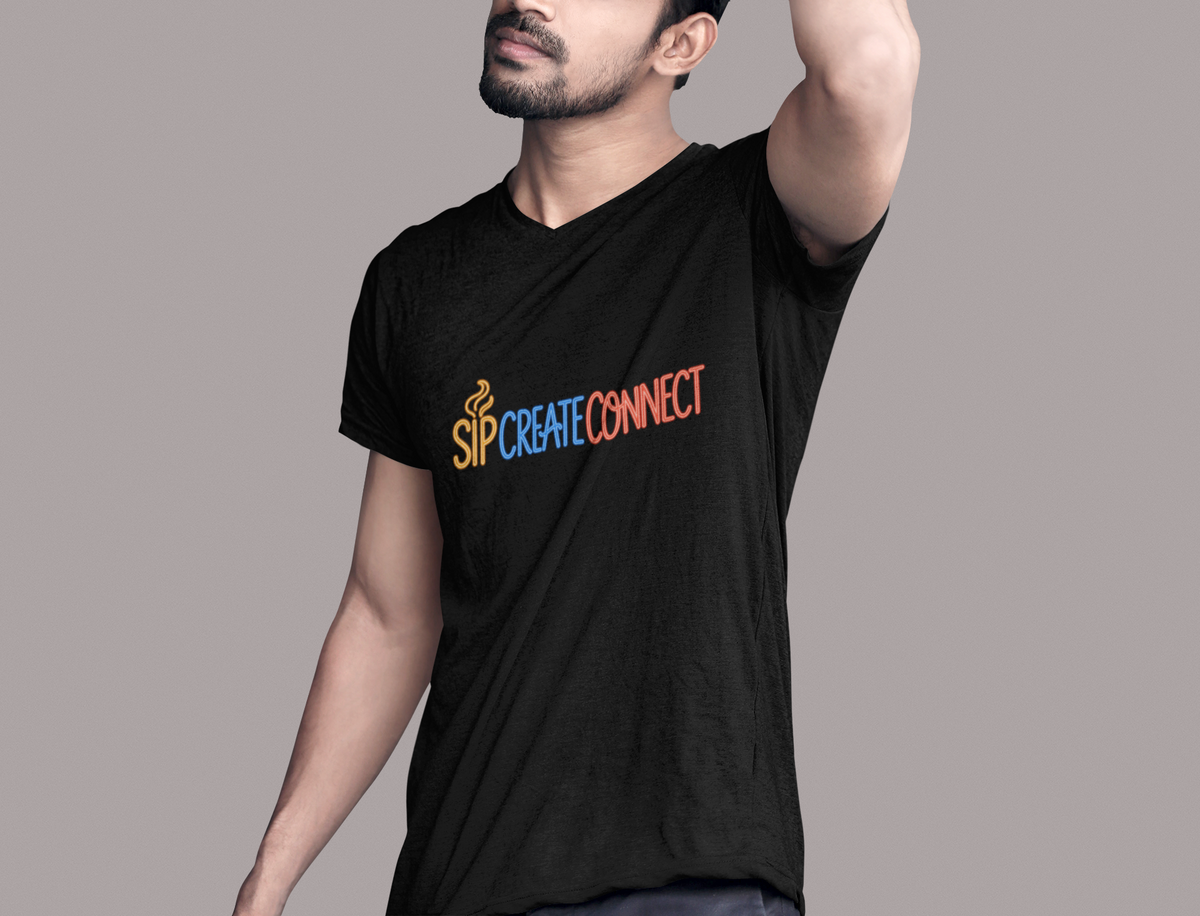 Sip Create Connect Shirt | Creative Community Tee | Maker & Artist Graphic T-Shirt