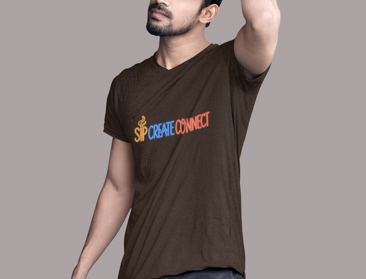 Sip Create Connect Shirt | Creative Community Tee | Maker & Artist Graphic T-Shirt