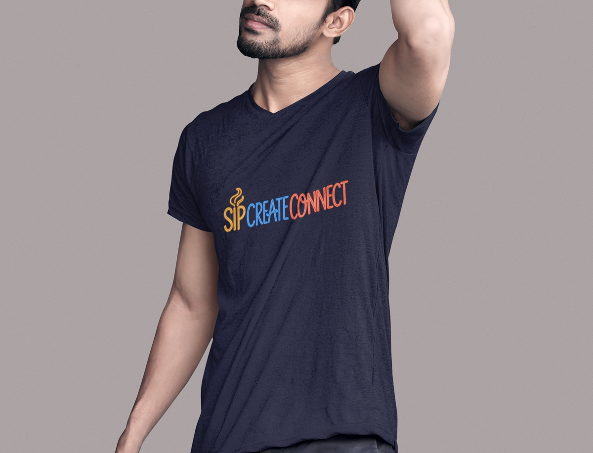 Sip Create Connect Shirt | Creative Community Tee | Maker & Artist Graphic T-Shirt