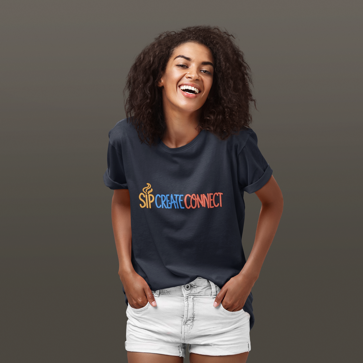 Sip Create Connect Shirt | Creative Community Tee | Maker & Artist Graphic T-Shirt