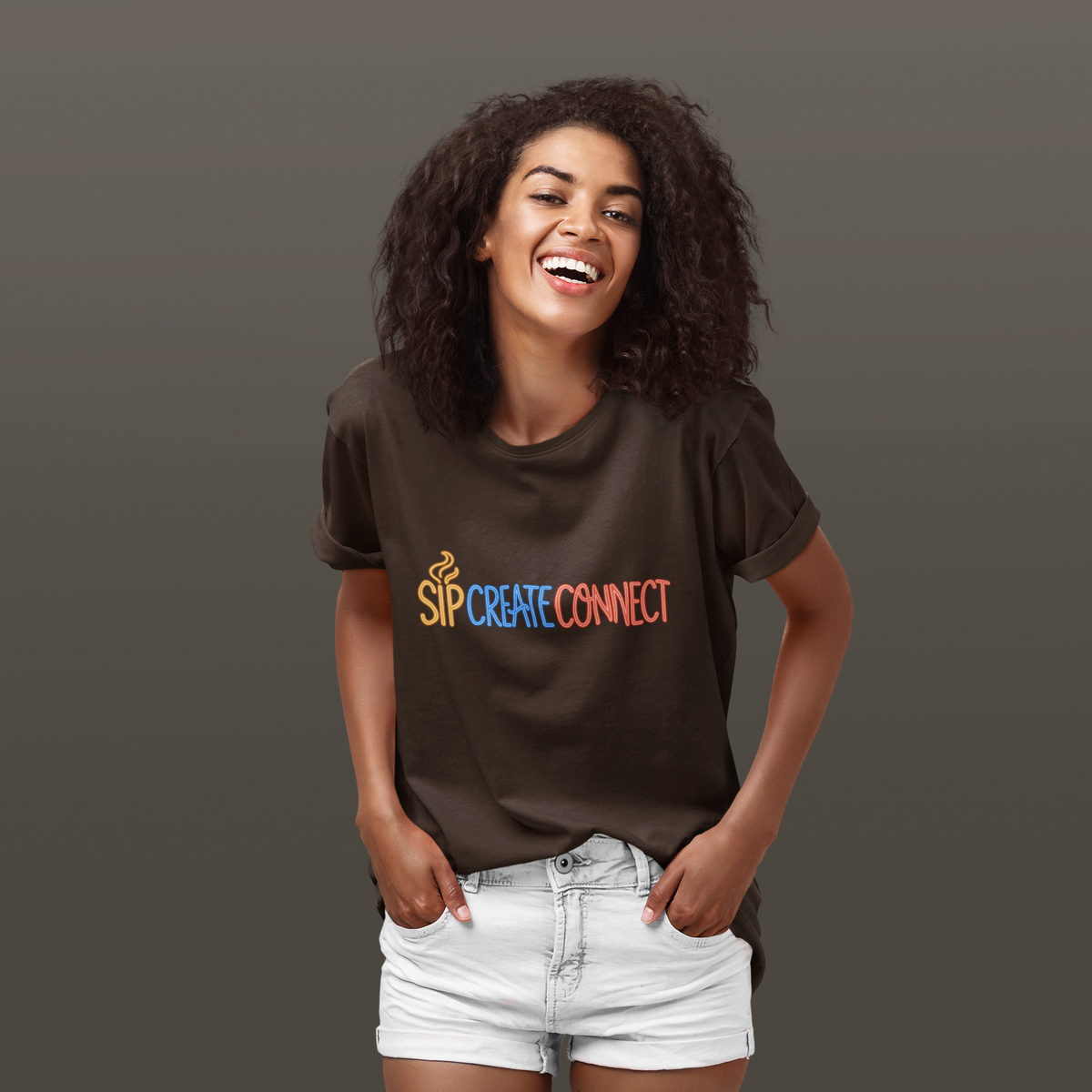 Sip Create Connect Shirt | Creative Community Tee | Maker & Artist Graphic T-Shirt