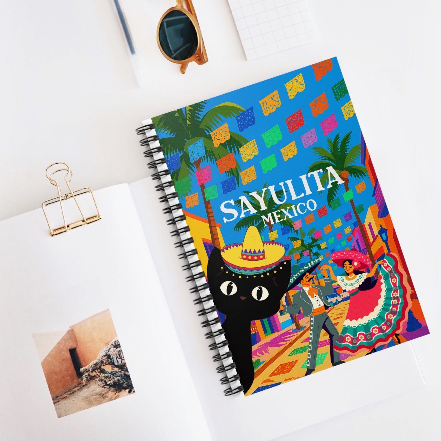 Sayulita Spiral Notebook – Vibrant Mexico Journal, Colorful Travel Gift, Creative Writing Pad, Festival-Inspired Stationery