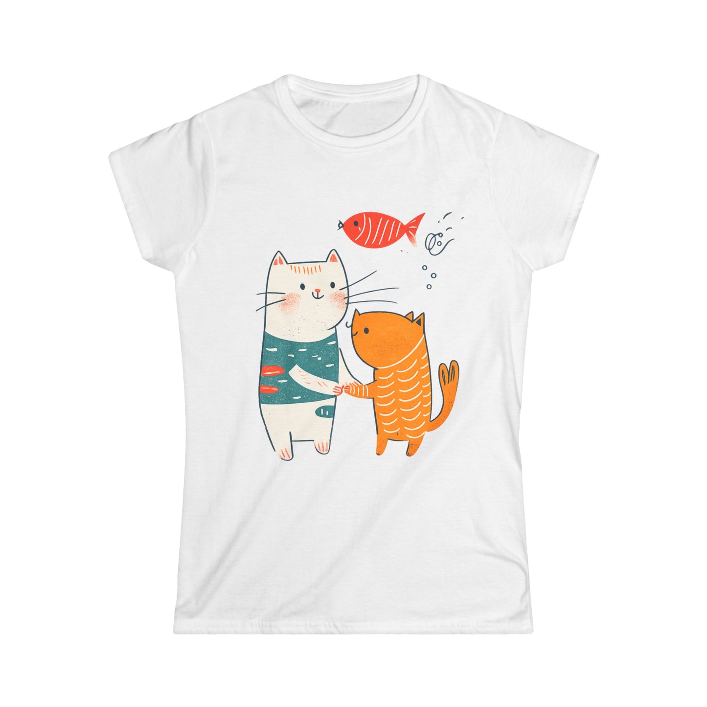 Cute Cat Friends T-Shirt, Whimsical Cat Graphic Tee, Cat Lover Gift