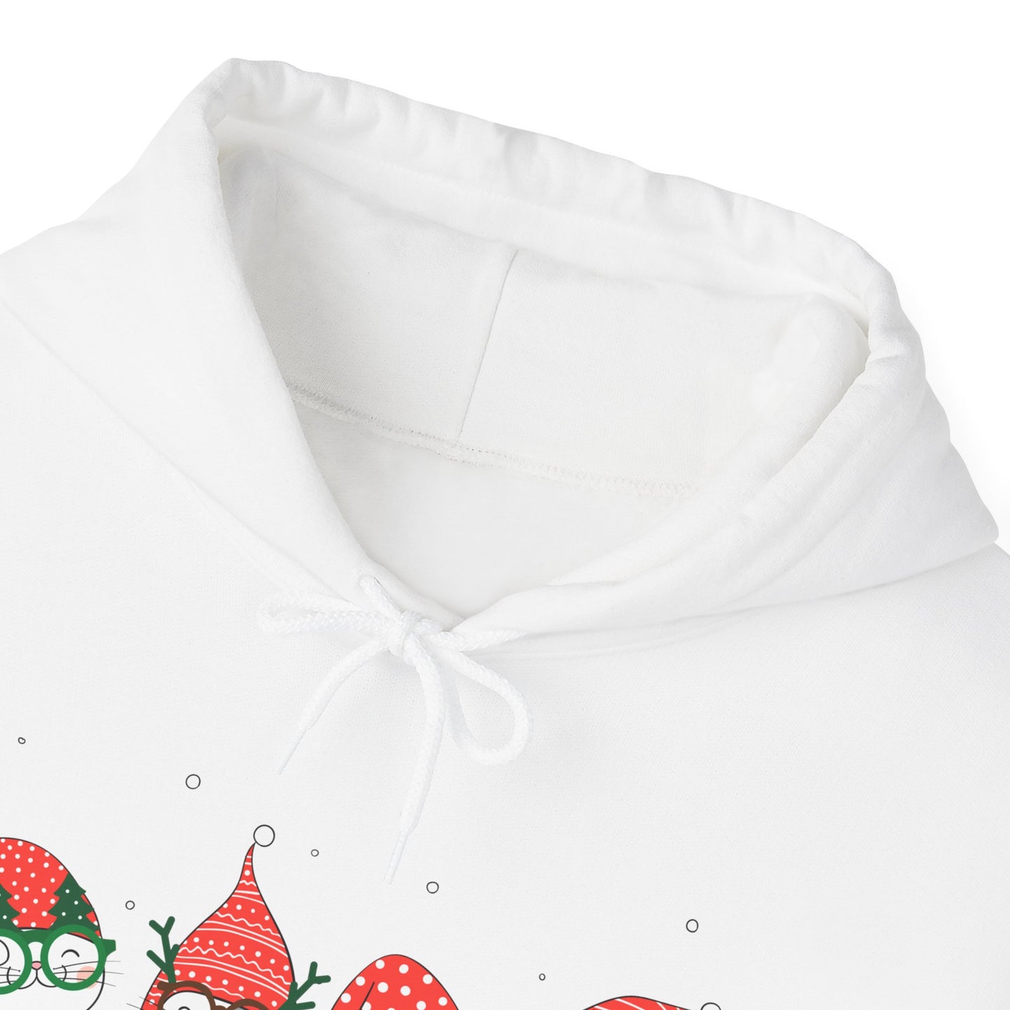 Holiday Cat Gnome Hoodie with Stockings and Ornaments