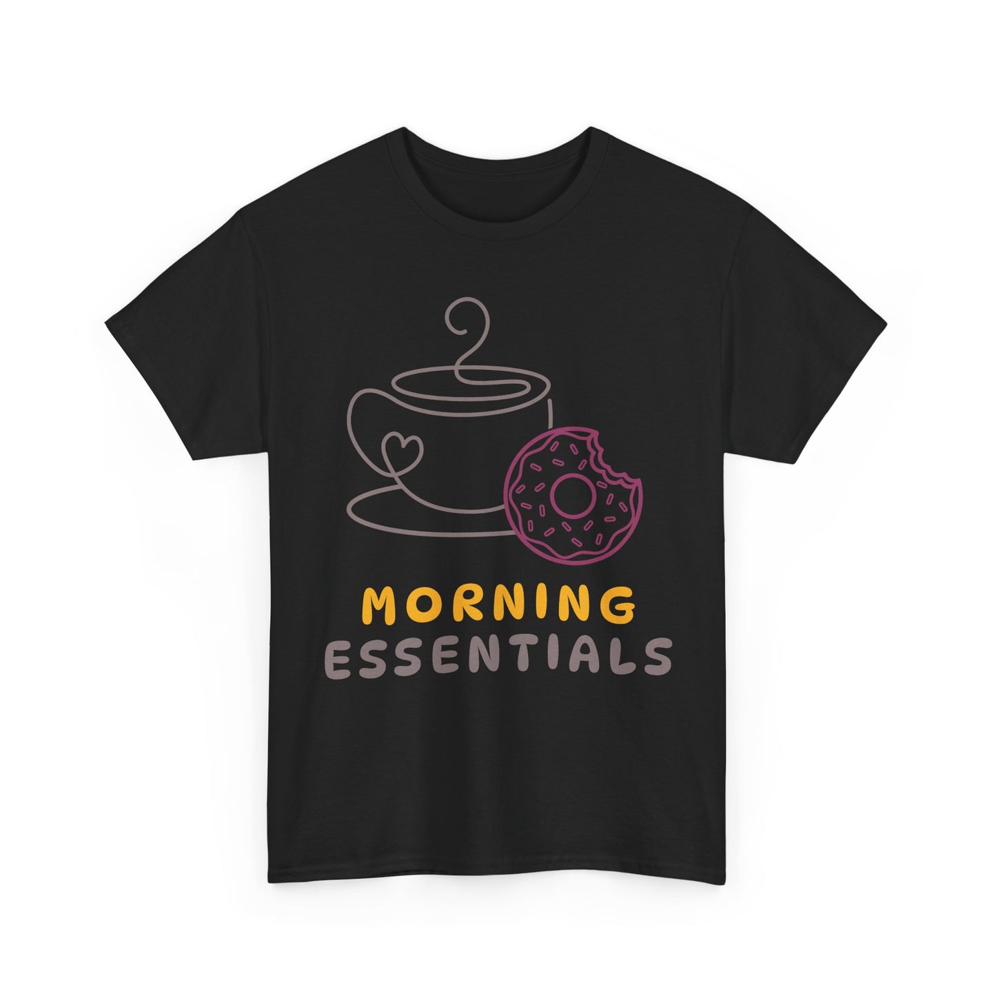 Morning Essentials T-Shirt | Coffee & Donut Graphic Tee, Cute Breakfast Lover Shirt, Cozy Coffee Lover Gift, Minimalist Unisex Tee