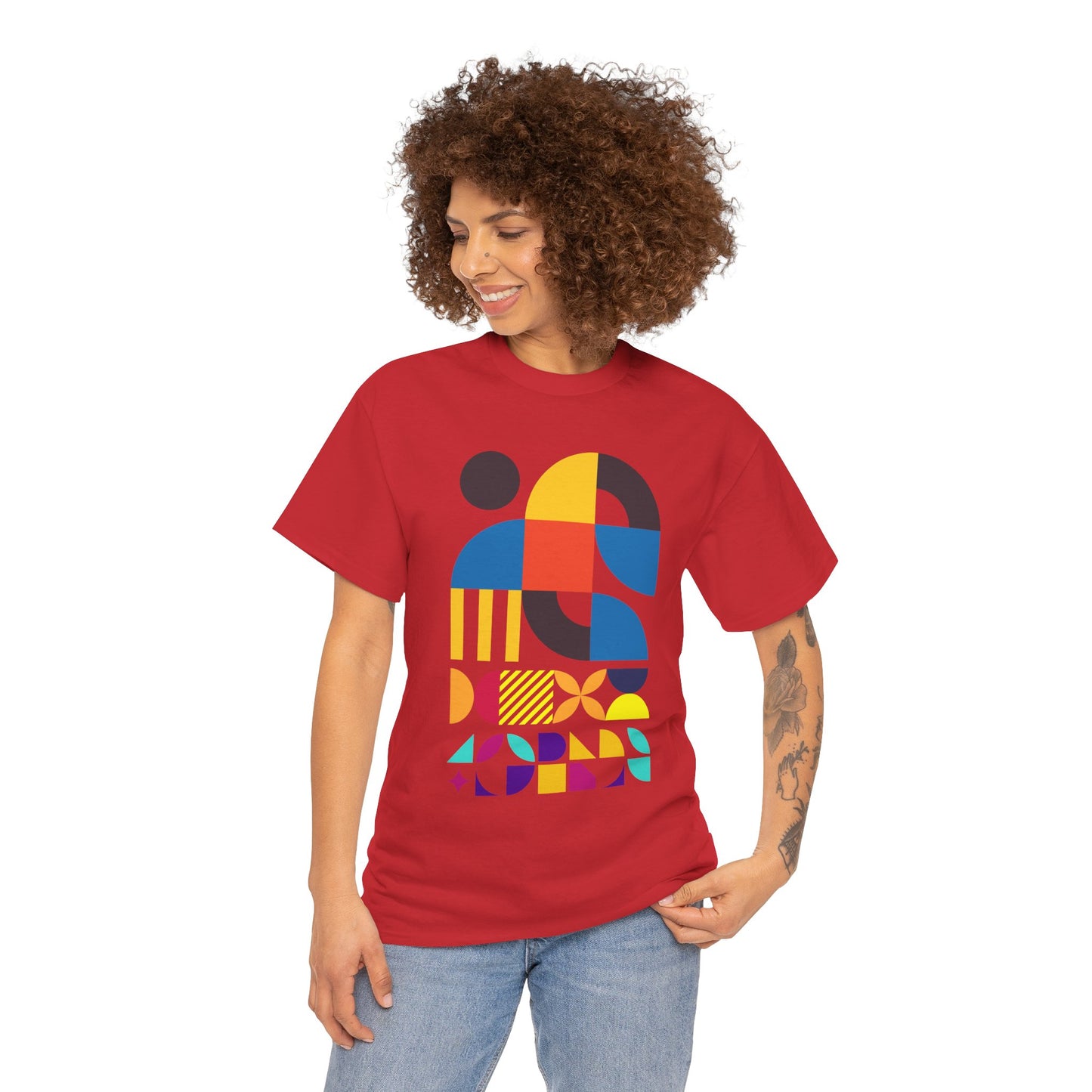 Abstract Geometric Shapes T-Shirt, Mid Century Modern Graphic Tee, Colorful Retro Pattern Shirt, Minimalist Art Unisex Tee, Modern Design Top