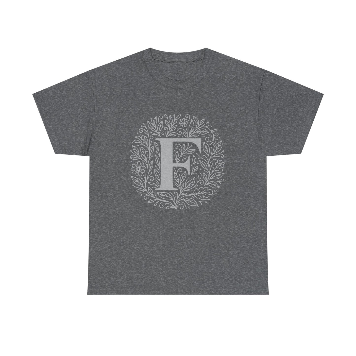 Personalized Initial F Graphic Tee, Heavy Cotton Unisex T-Shirt