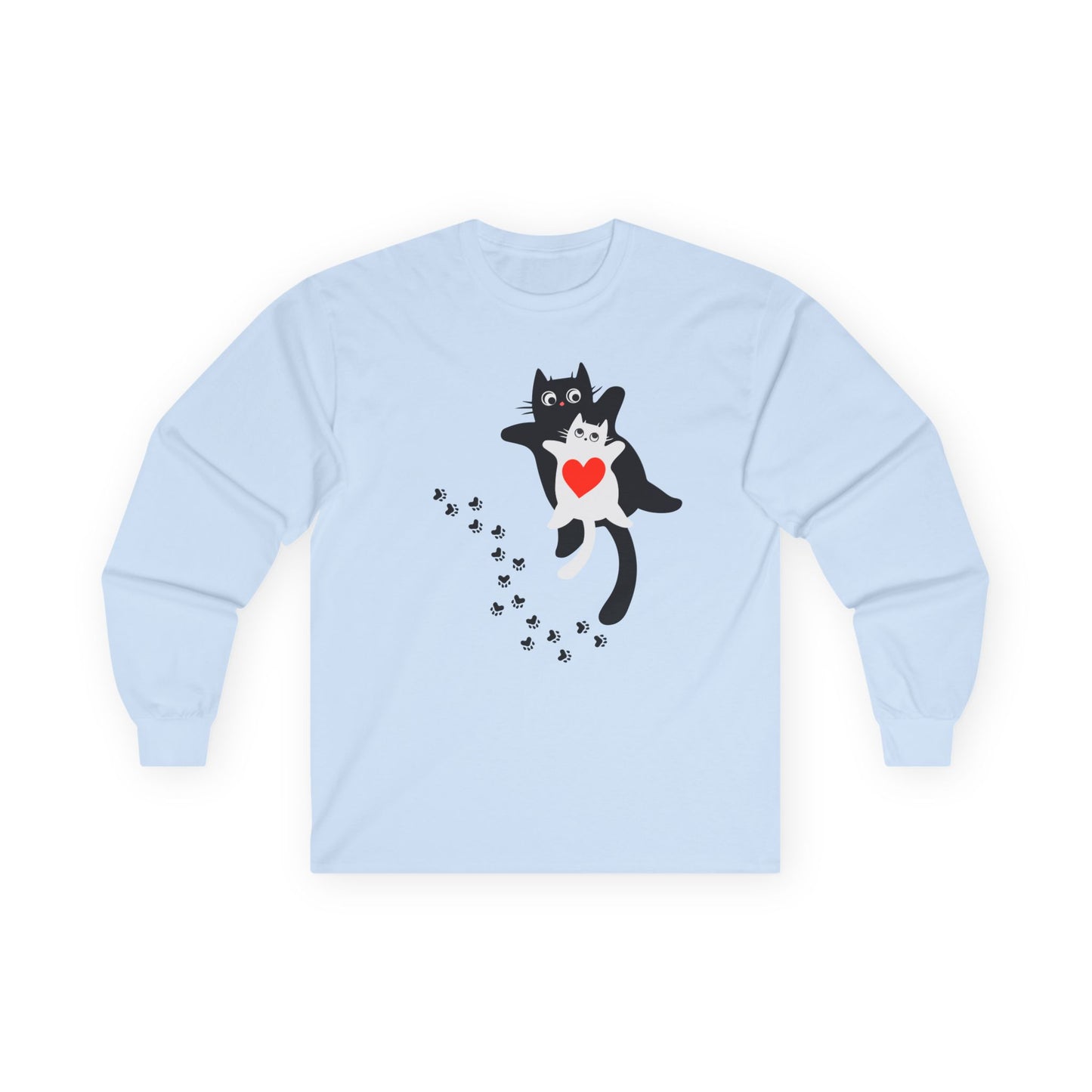 Cute Cat Love Long Sleeve Tee, Casual Cat Lover Gift, Unique Animal Apparel, Cute Pet Shirt, Gift for Cat Mom