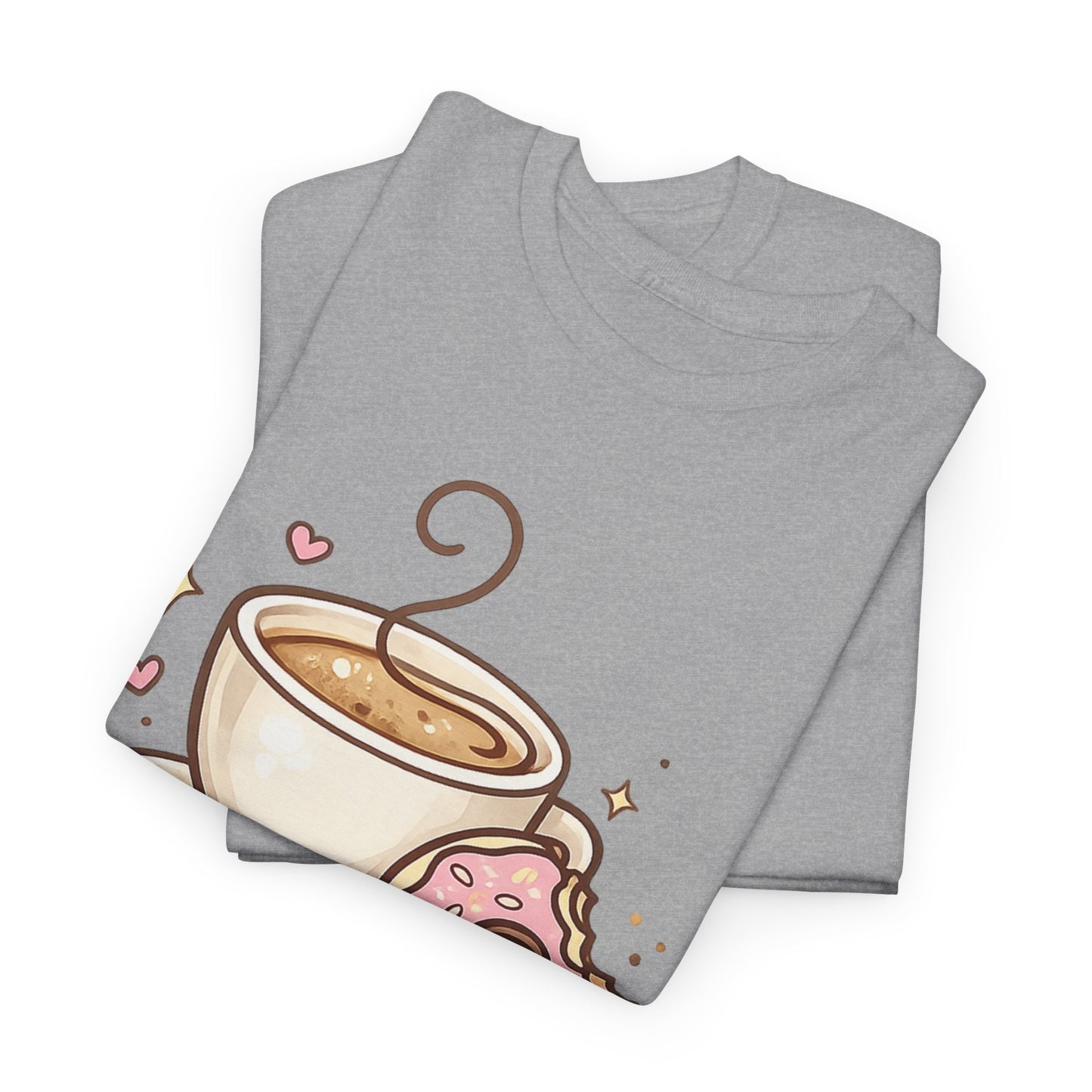Sweet Mood Coffee Donut T-Shirt, Cute Coffee Lover Tee, Donut Graphic Shirt, Cafe Gift, Breakfast Lover Tee, Unisex Cotton Tee