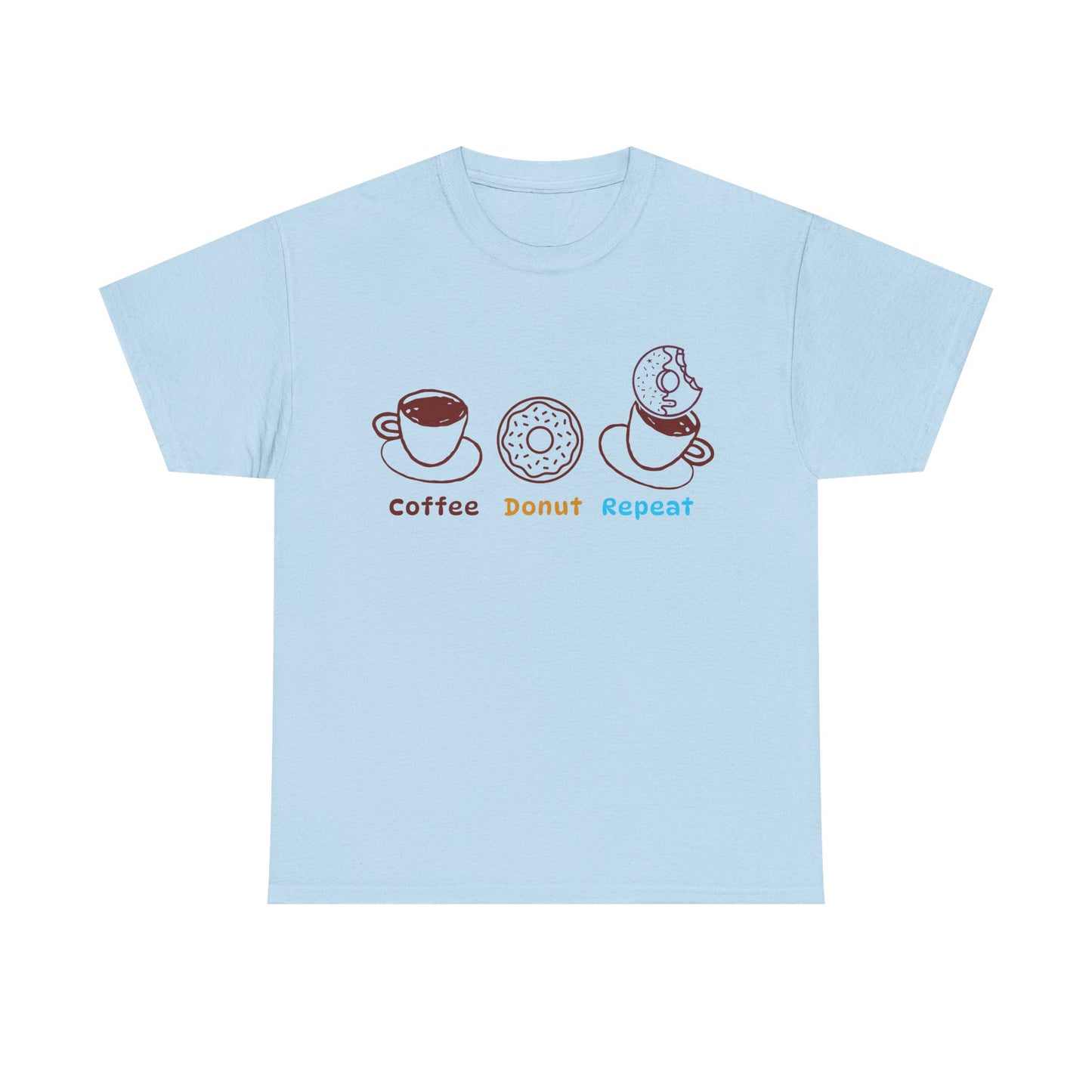 Coffee Donut Repeat T-Shirt | Cute Coffee & Donut Graphic Tee, Minimalist Breakfast Lover Shirt, Cozy Café Unisex Tee