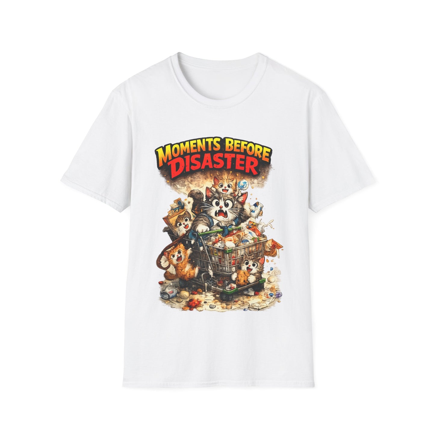 Moments Before Disaster Cat Shirt – Funny Kitten Chaos T-Shirt, Cute Cat Mom Graphic Tee, Vintage Cartoon Cat Shirt