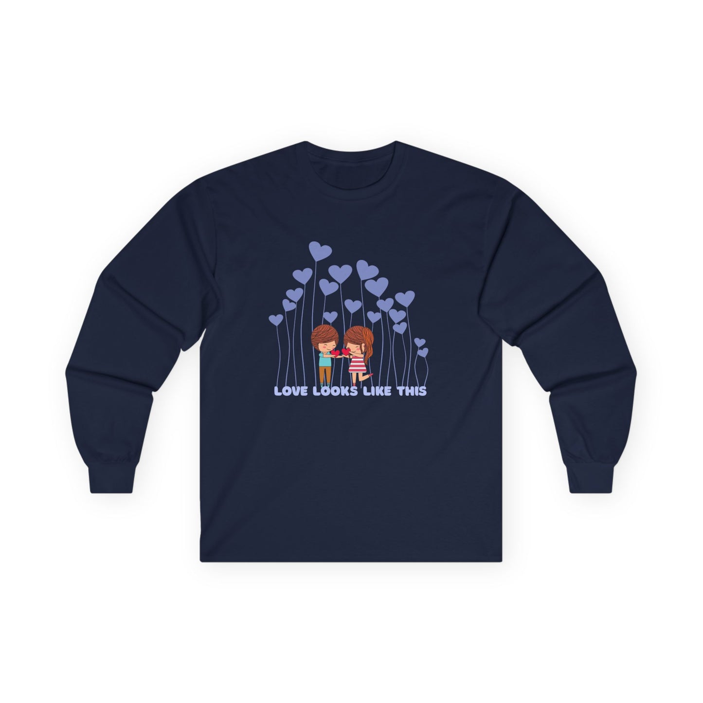 Love Looks Like This Shirt | Couple Hearts Long Sleeve Tee