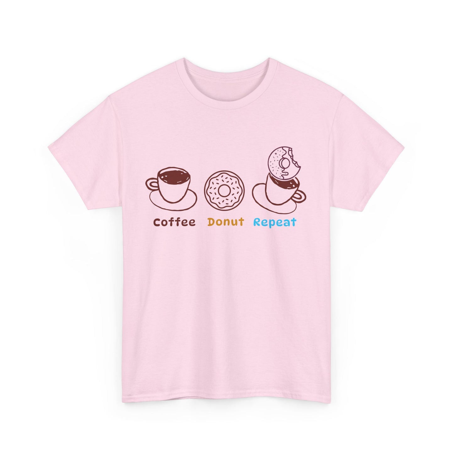 Coffee Donut Repeat T-Shirt | Cute Coffee & Donut Graphic Tee, Minimalist Breakfast Lover Shirt, Cozy Café Unisex Tee