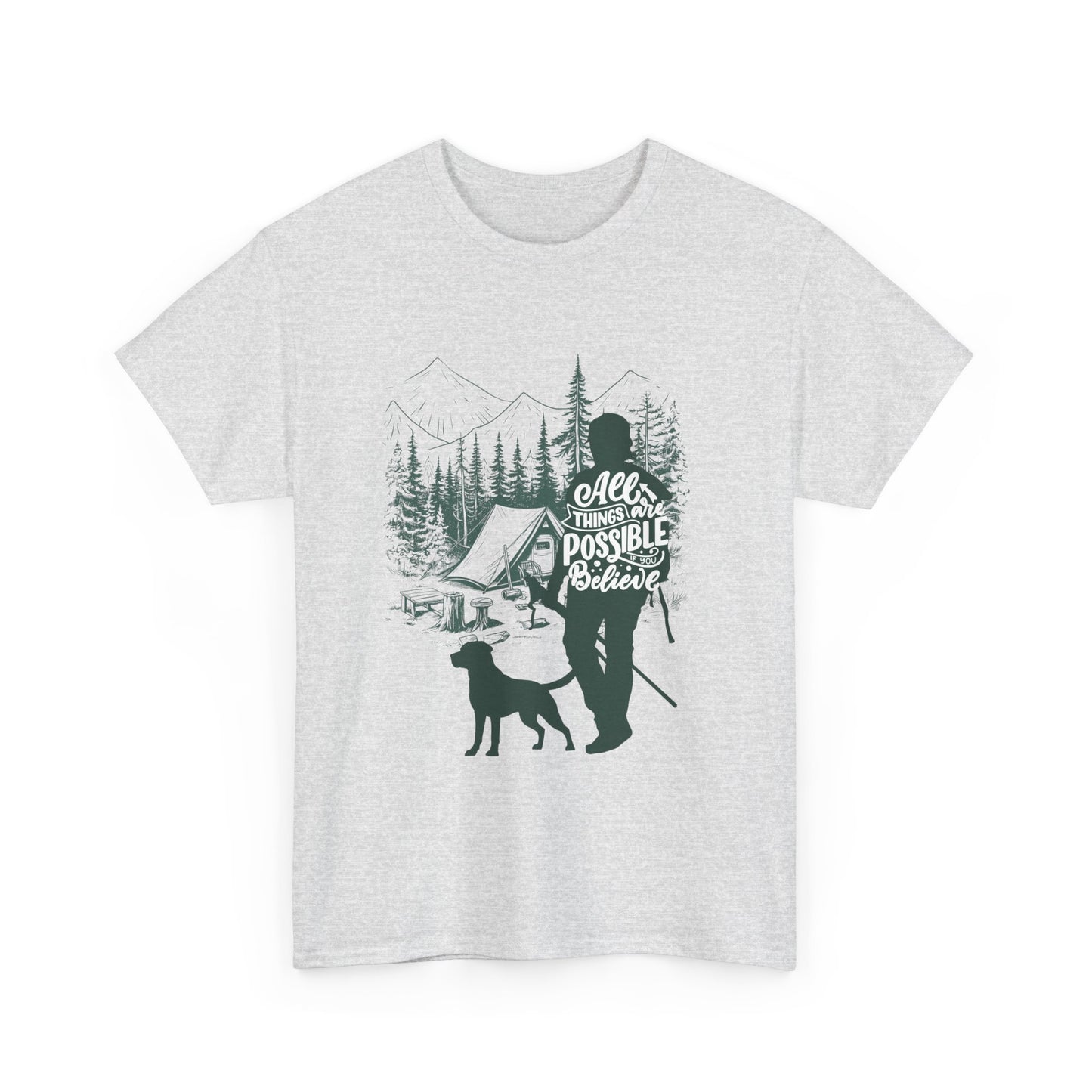Adventure Awaits Camping Tee - Unisex Heavy Cotton Shirt, Outdoor Apparel, Nature Lover Gift, Hiking T-Shirt, Gift for Campers