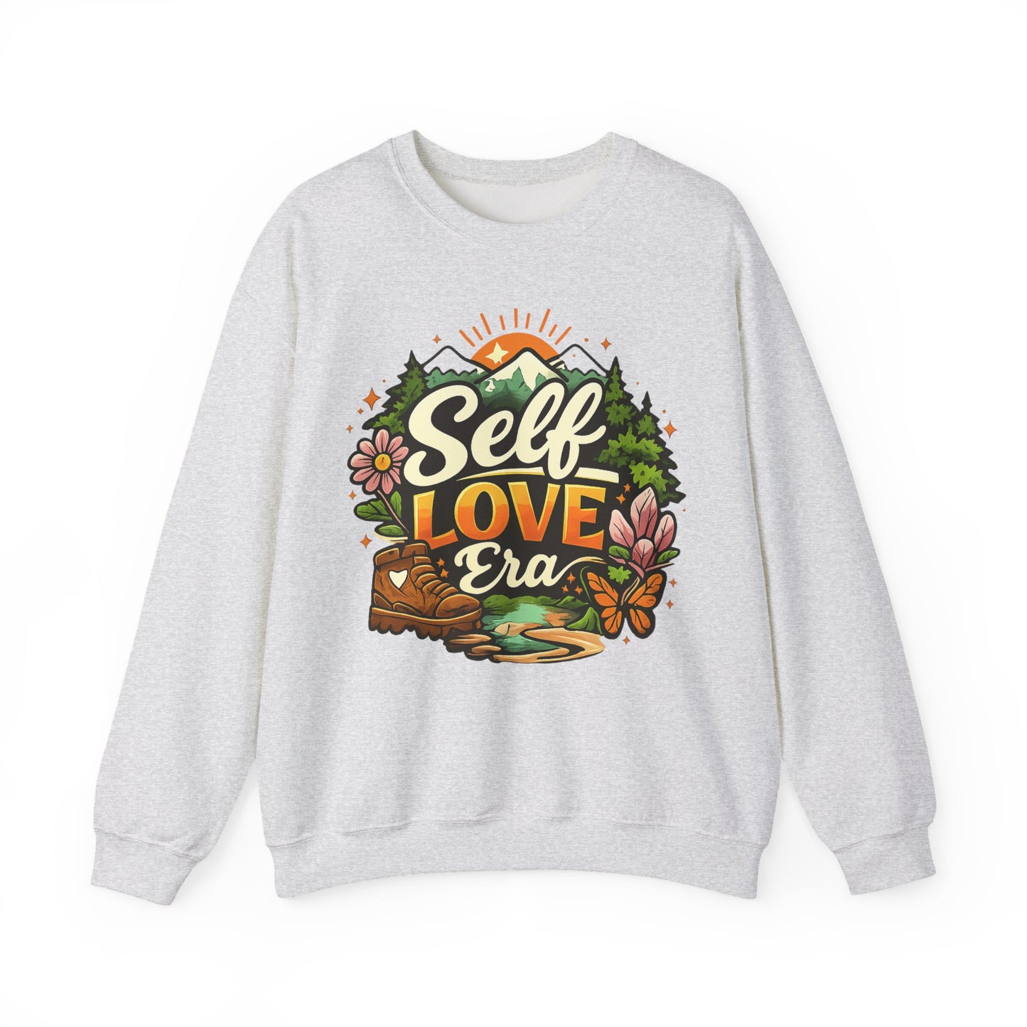 Self-Love Era Sweatshirt, Self Care Crewneck, Nature Graphic Sweatshirt, Positive Quote Sweater, Mental Health Gift, Cozy Unisex Pullover