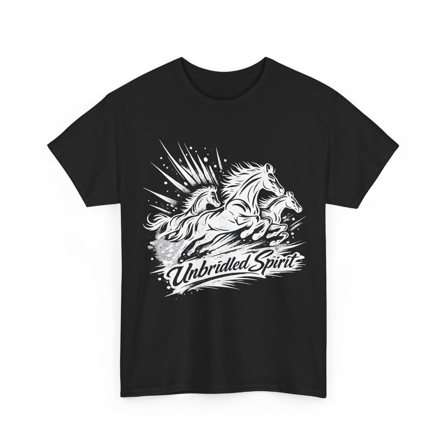 Unbridled Spirit Horse T-Shirt | Running Horses Graphic Tee | Equestrian Lover Gift | Unisex Cotton Shirt