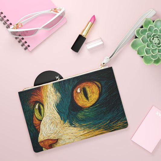 Artistic Cat Clutch Bag – Unique Animal Lover Purse | Cute Gift for Cat or Dog Owners | Pet Art Accessory for Everyday Use