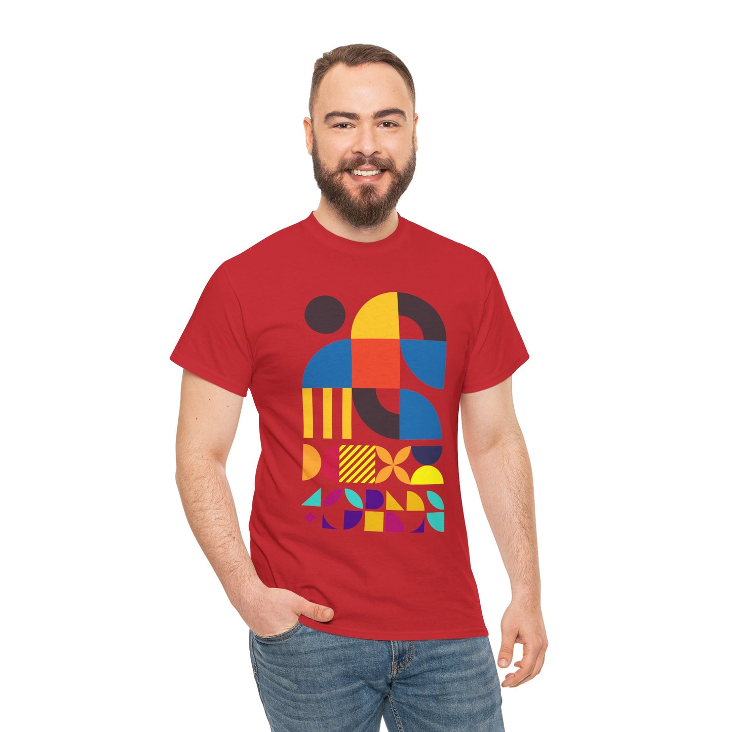 Abstract Geometric Shapes T-Shirt, Mid Century Modern Graphic Tee, Colorful Retro Pattern Shirt, Minimalist Art Unisex Tee, Modern Design Top