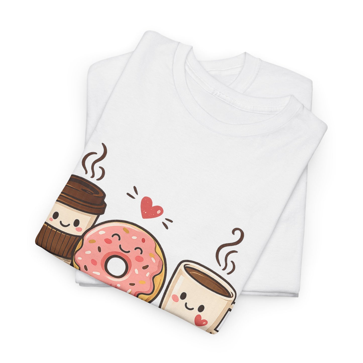 Brew Crew Coffee Donut T-Shirt, Cute Coffee Lover Tee, Breakfast Graphic Shirt, Cafe Aesthetic Gift, Unisex Heavy Cotton Gildan 5000 Tee