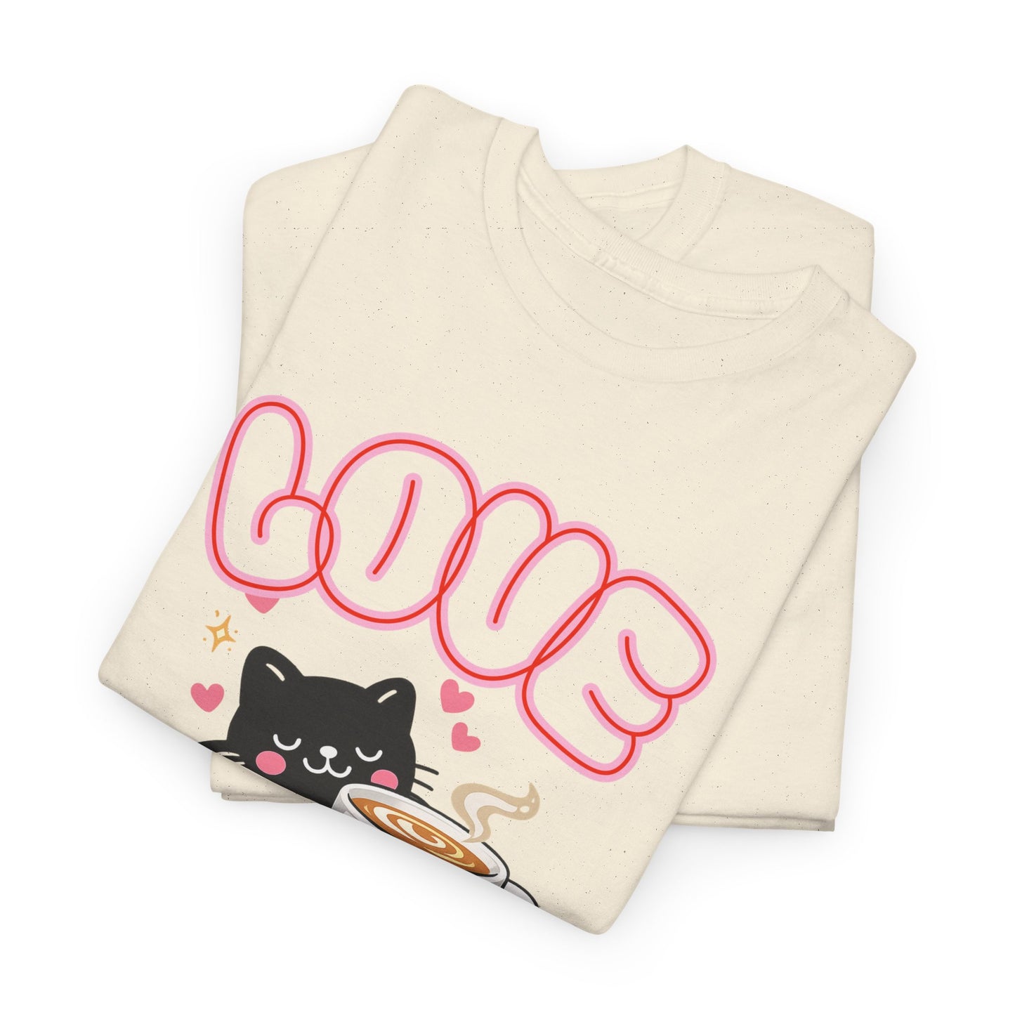 Love at First Sip Cat T-Shirt | Cute Coffee Lover Kawaii Graphic Tee