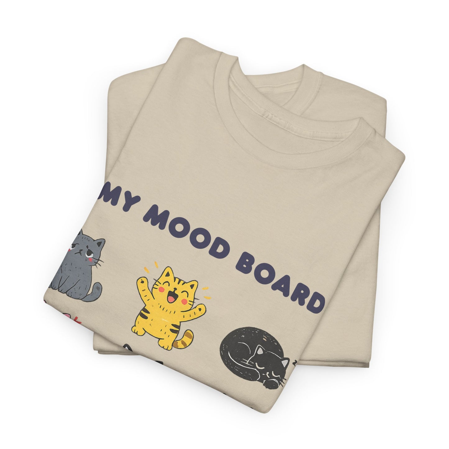 Cute Cat Mood Board T-Shirt, Funny Cat Graphic Tee, Cozy Unisex Cat Lover Shirt, Cartoon Cat Top Gift