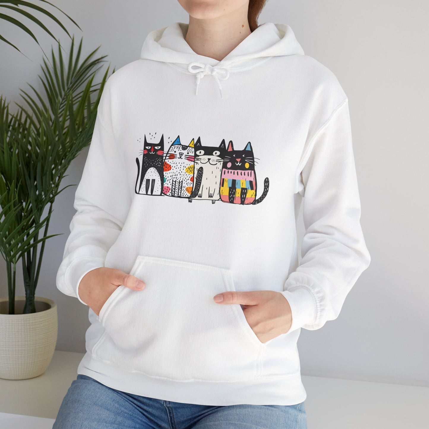 Cute Cat Graphic Hoodie, Funny Cat Lover Sweatshirt, Cozy Unisex Fleece Hoodie, Gift for Cat Lovers