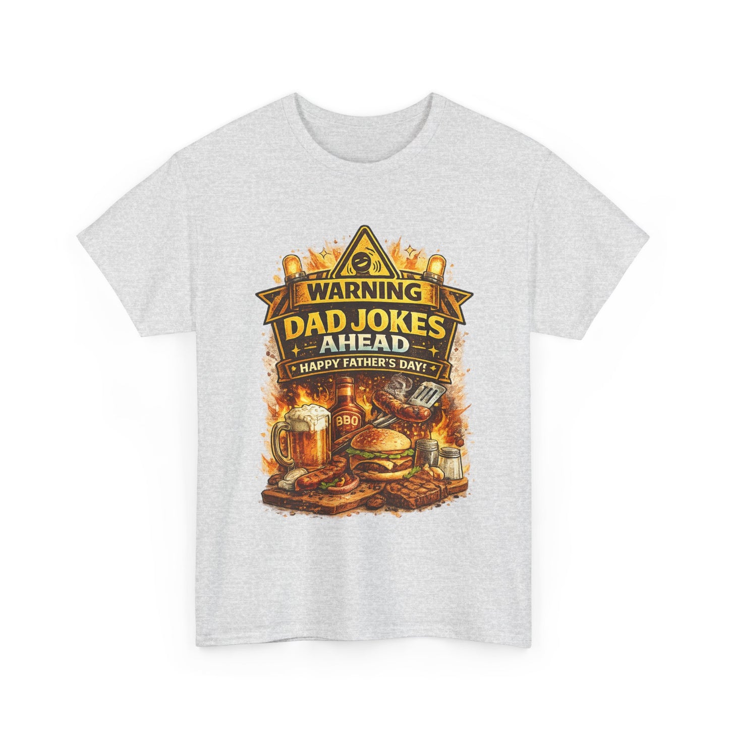 Warning Dad Jokes Ahead Shirt | Funny Fathers Day Grill Beer Tee | Dad BBQ Humor Graphic Shirt