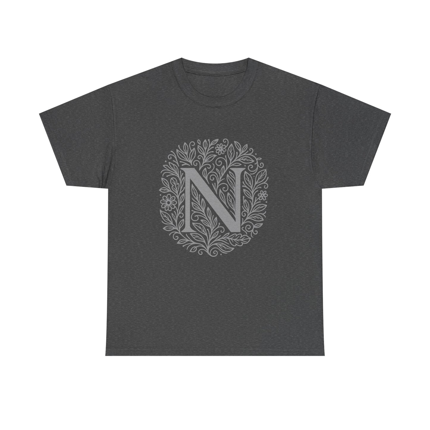 Personalized Initial N, Unisex Heavy Cotton Tee, Custom Graphic T-Shirt, Gifts for Her, Birthday, Casual Wear, Women's Fashion