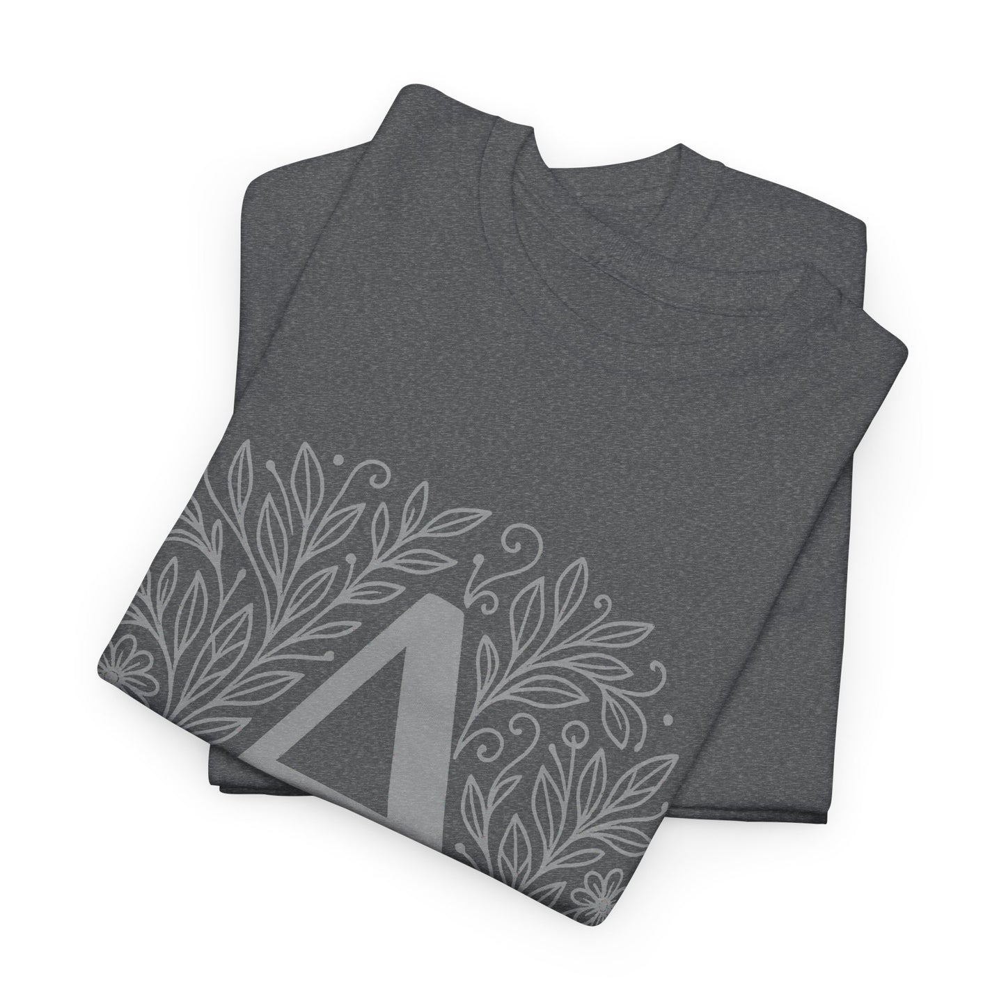 Personalized Initial A Floral T-Shirt, Unisex Heavy Cotton Tee