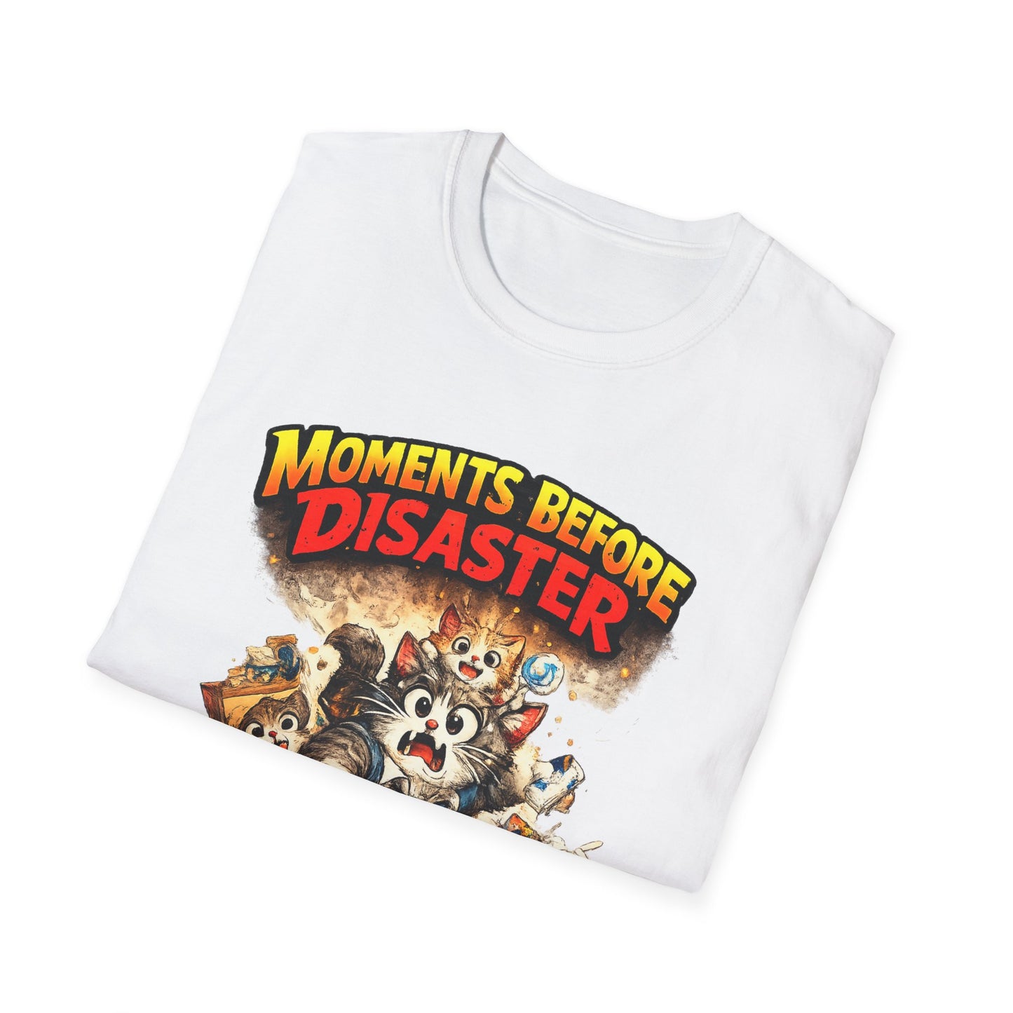 Moments Before Disaster Cat Shirt – Funny Kitten Chaos T-Shirt, Cute Cat Mom Graphic Tee, Vintage Cartoon Cat Shirt