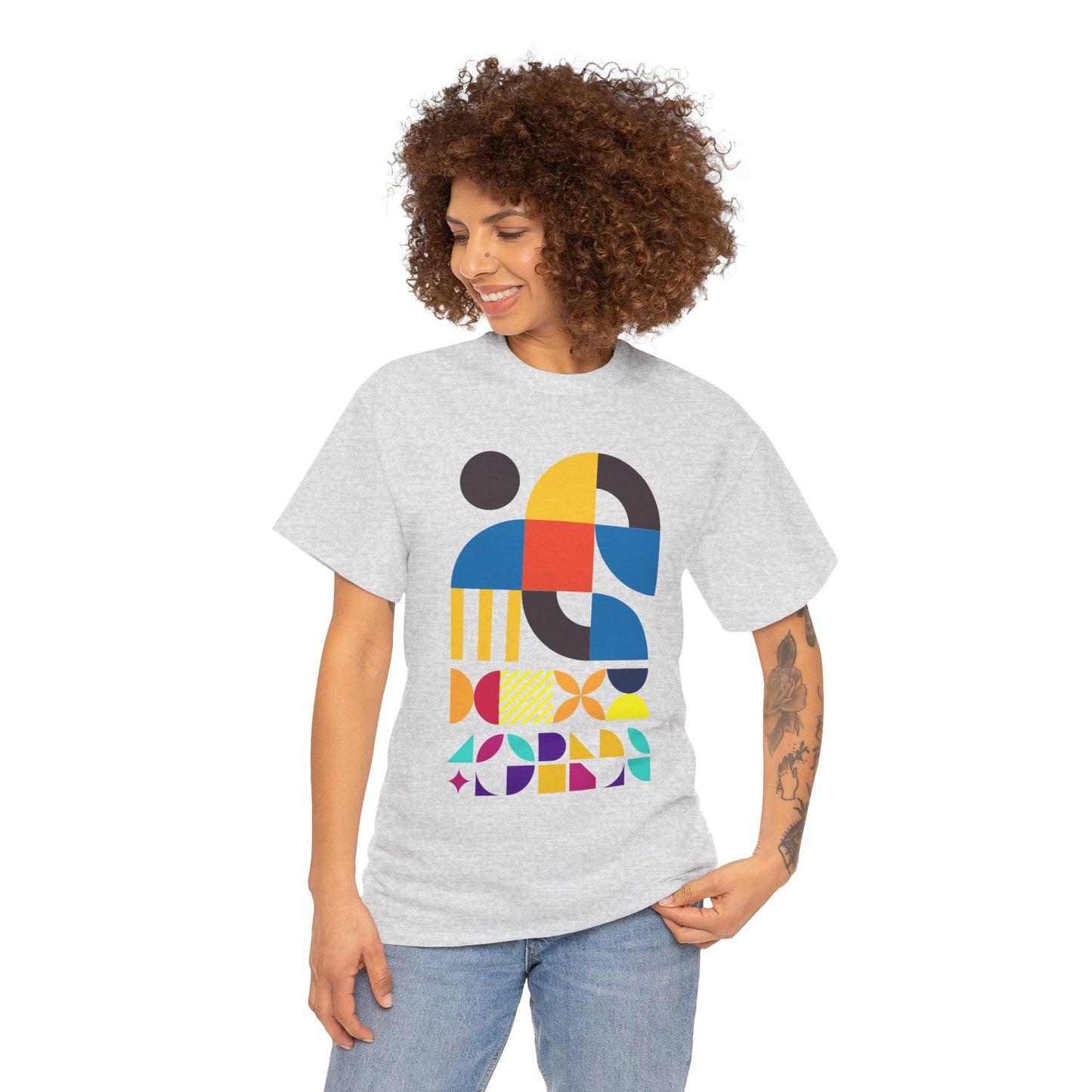 Abstract Geometric Shapes T-Shirt, Mid Century Modern Graphic Tee, Colorful Retro Pattern Shirt, Minimalist Art Unisex Tee, Modern Design Top
