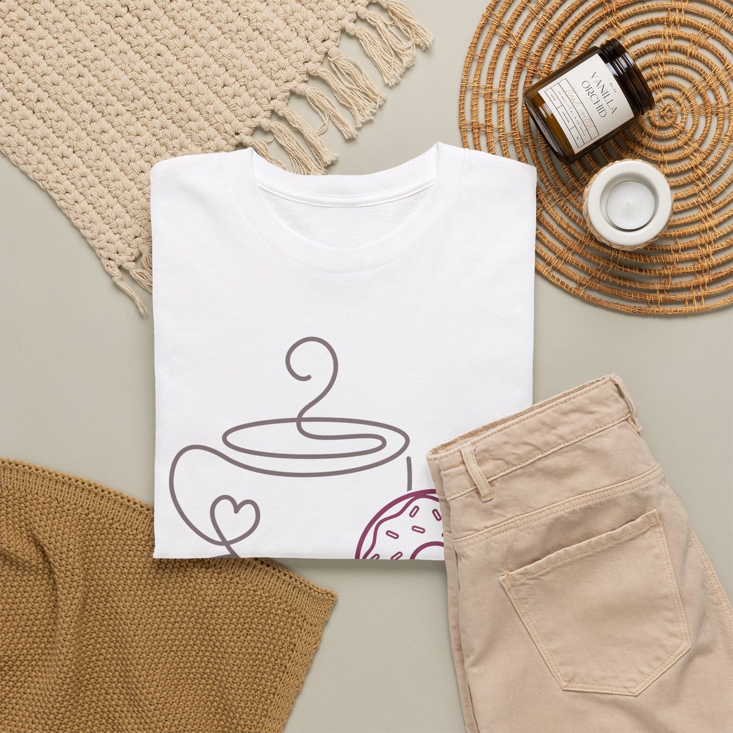 Morning Essentials T-Shirt | Coffee & Donut Graphic Tee, Cute Breakfast Lover Shirt, Cozy Coffee Lover Gift, Minimalist Unisex Tee
