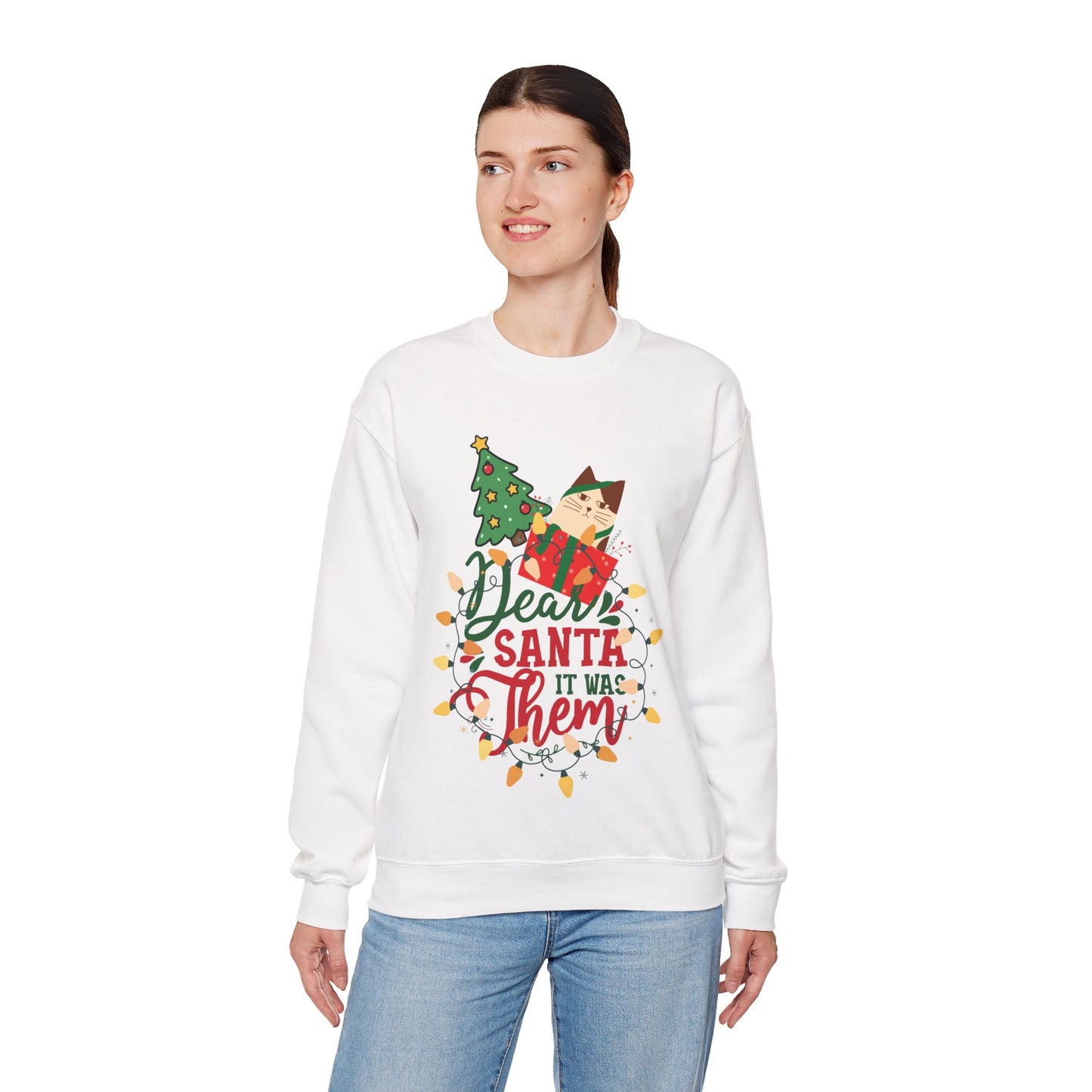 Dear Santa It Was Them Sweatshirt | Funny Elf Christmas Crewneck | Holiday Humor Sweater