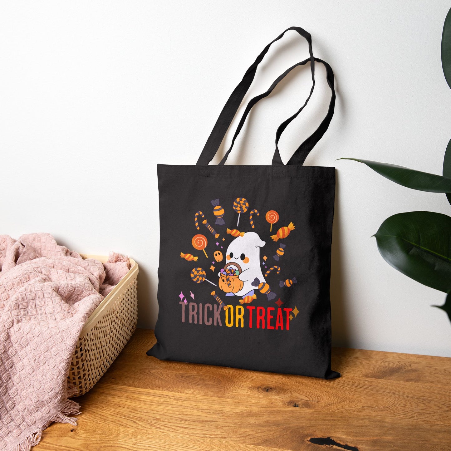 Halloween Cotton Tote Bag – Reusable Trick or Treat Canvas Shopper, Eco-Friendly Gift, Cute Costume Bag, Fall Festival Accessory