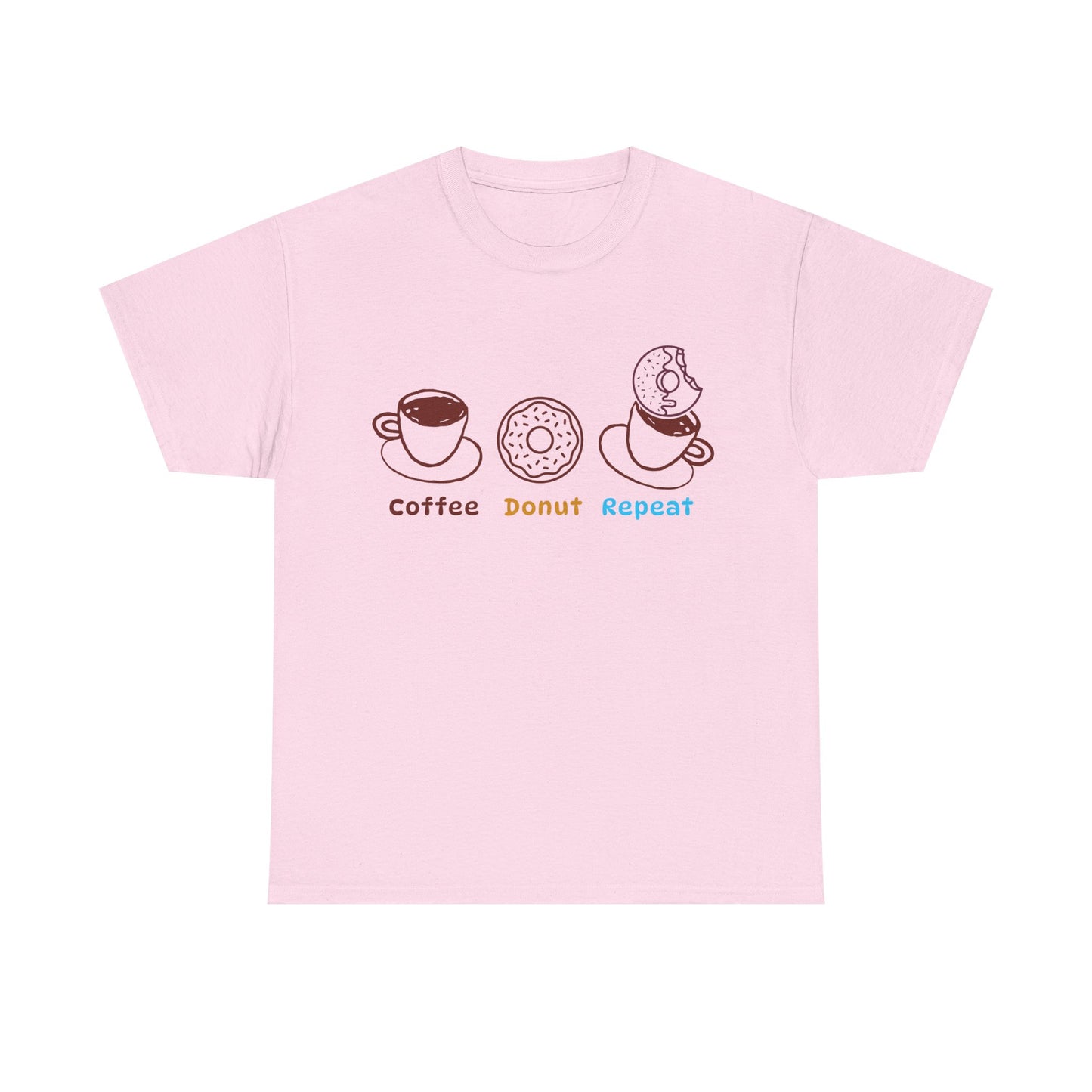 Coffee Donut Repeat T-Shirt | Cute Coffee & Donut Graphic Tee, Minimalist Breakfast Lover Shirt, Cozy Café Unisex Tee