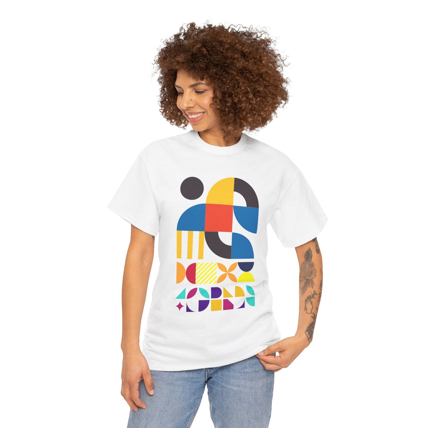 Abstract Geometric Shapes T-Shirt, Mid Century Modern Graphic Tee, Colorful Retro Pattern Shirt, Minimalist Art Unisex Tee, Modern Design Top