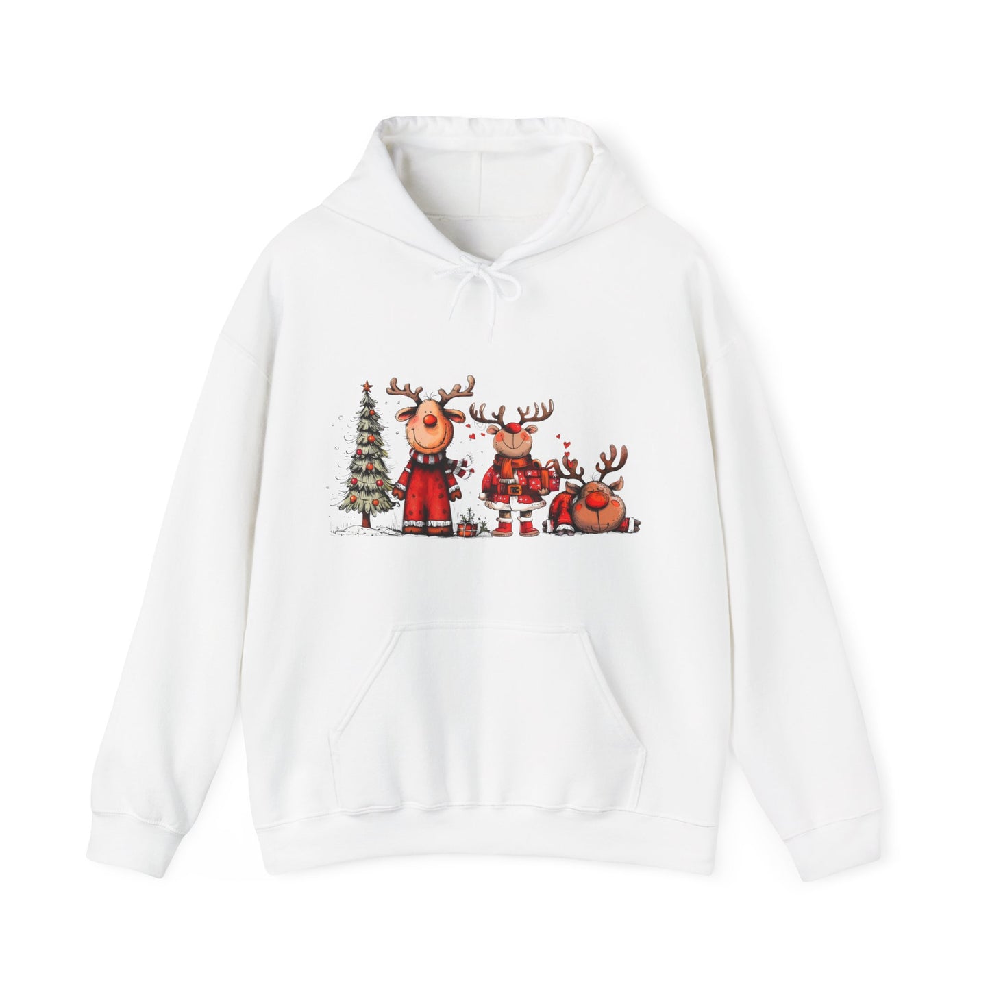 Reindeer Family Christmas Hoodie – Festive Holiday Tree Crewneck