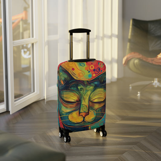Vibrant Cat Luggage Cover – Colorful Suitcase Protector, Fun Travel Accessory, Pet Lover Gift, Unique Baggage Cover