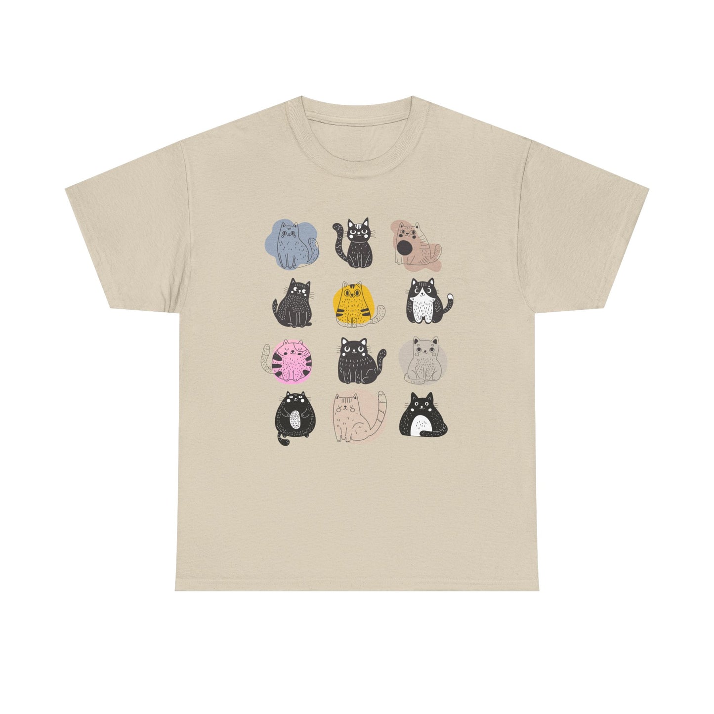 Cute Cat Mood Board T-Shirt, Funny Cat Graphic Tee, Kawaii Cat Faces Shirt, Cozy Unisex Cat Lover Gift